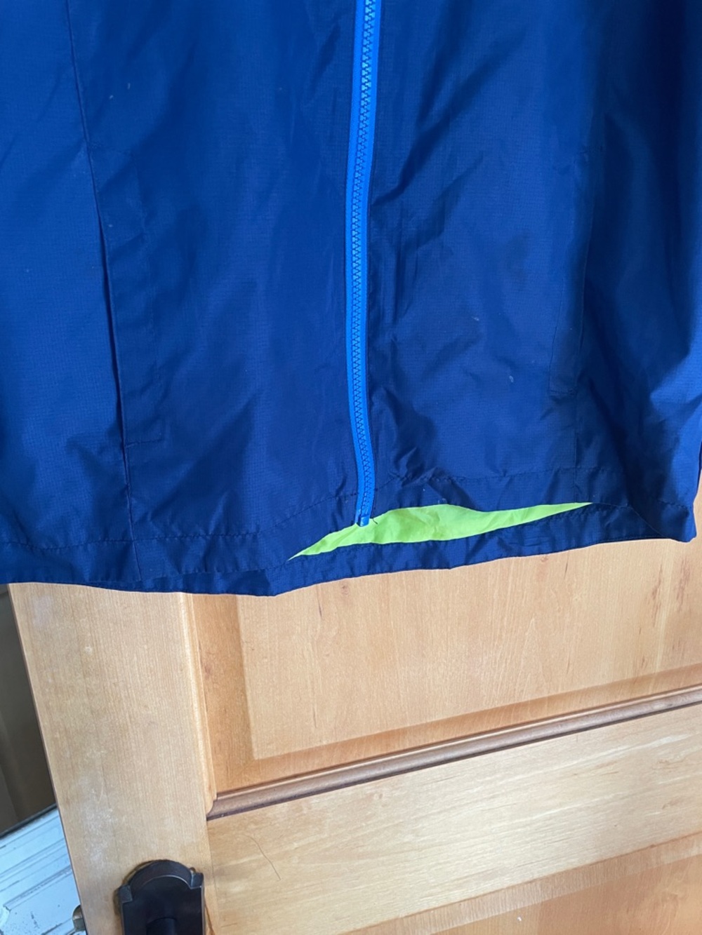 Eddie Bauer Blue Navy Colorblock Hooded Windbreaker Lime Lining Boys L 14/16 - Picture 5 of 10